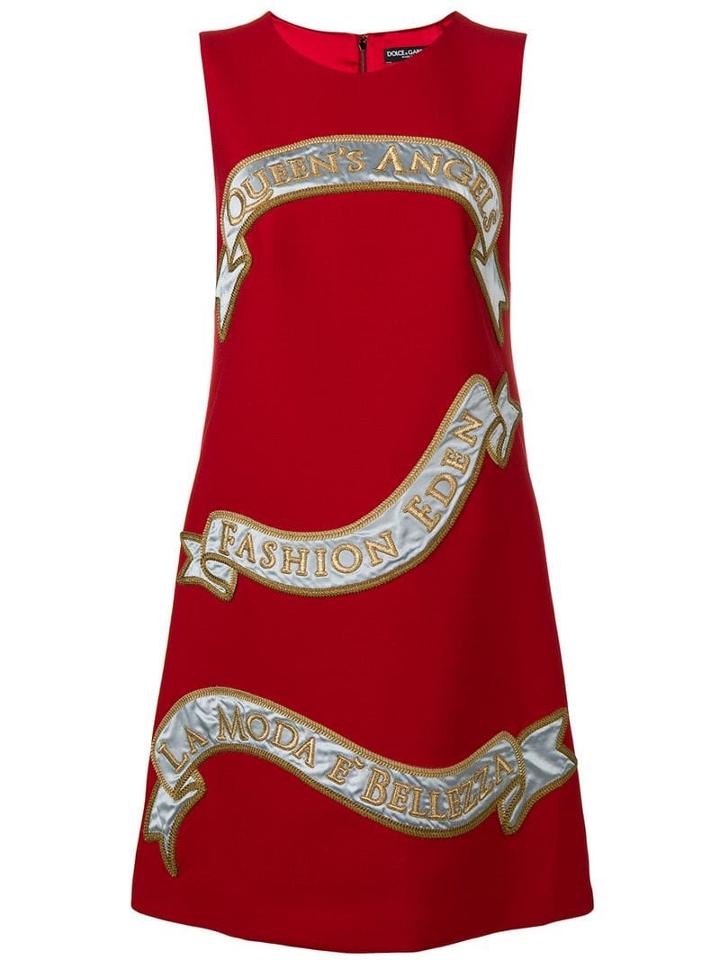 Dolce & Gabbana Front Print Shift Dress - Red