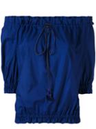 Rossella Jardini - Off-the-shoulder Blouse - Women - Silk/cotton - 42, Blue, Silk/cotton