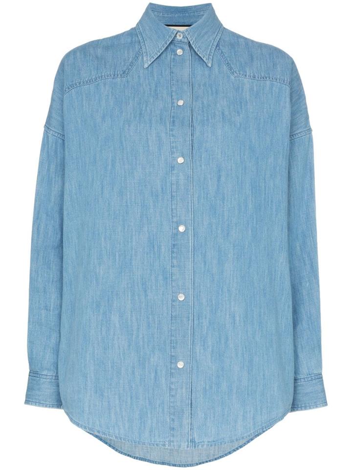 Gucci Gcci Ls Clrd Os Shrt W Btn Frnt Tgr Rnbo - Blue