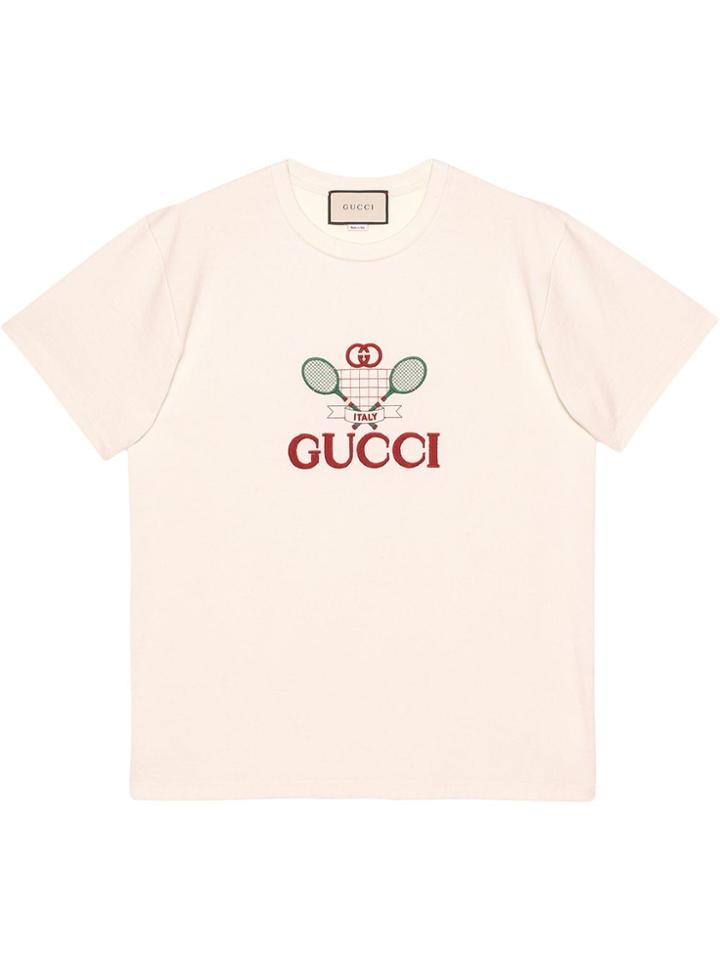 Gucci Oversize T-shirt With Gucci Tennis - White
