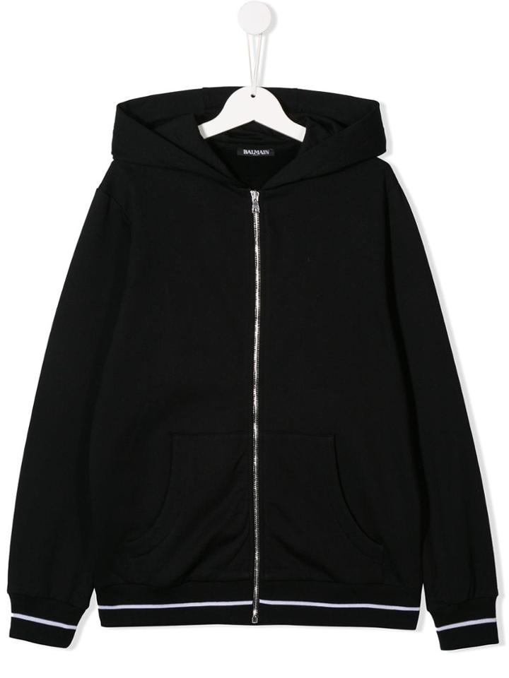 Balmain Kids Teen Zipped Hoodie - Black