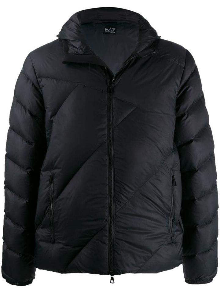 Ea7 Emporio Armani Hooded Padded Jacket - Black