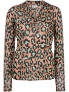 Kenzo Half Zip Leopard Top - Nude & Neutrals