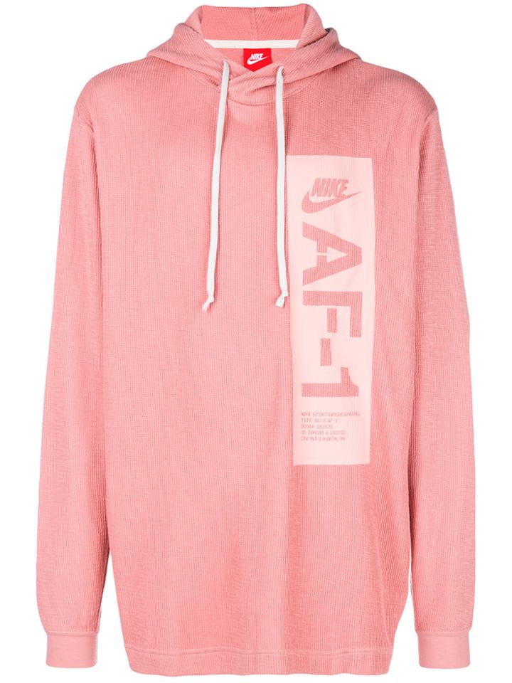 Nike Logo Printed Drawstring Hoodie - Pink & Purple