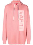 Nike Logo Printed Drawstring Hoodie - Pink & Purple