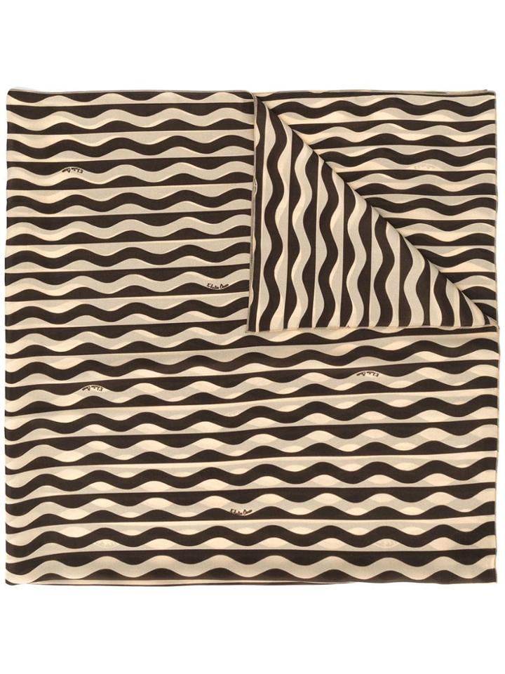 L'autre Chose Wave Print Scarf - Brown