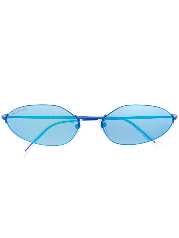 Balenciaga Eyewear Invisible Oval Sunglasses - Blue
