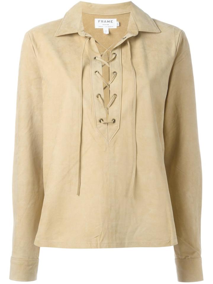 Frame Denim Lace-up Suede Top - Nude & Neutrals
