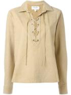 Frame Denim Lace-up Suede Top - Nude & Neutrals