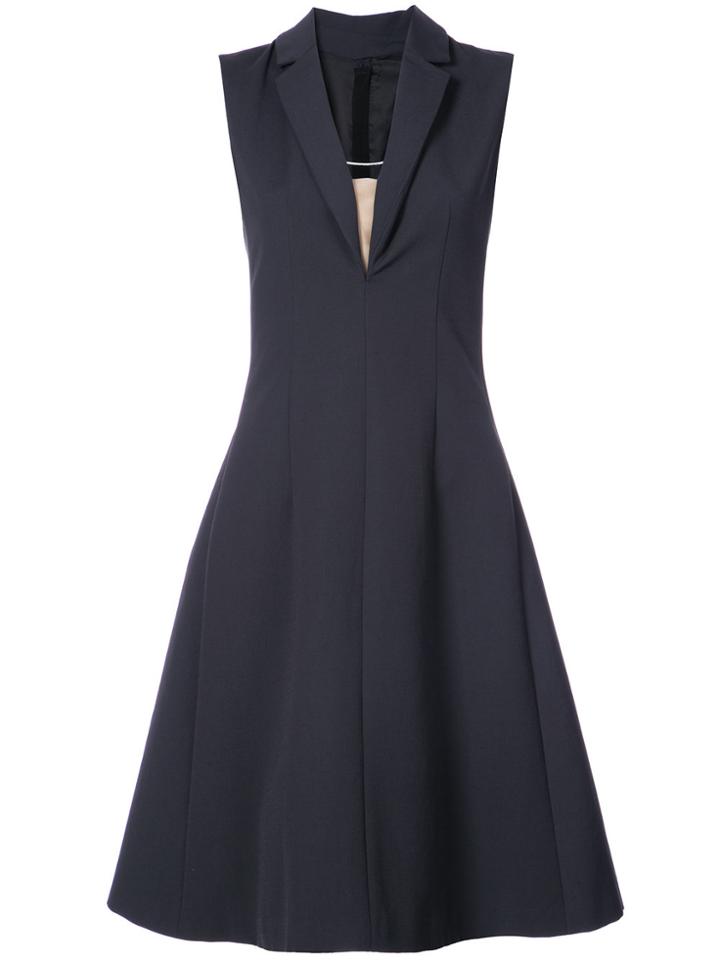 Paule Ka V-neck Flared Dress - Blue
