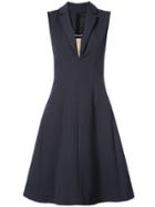 Paule Ka V-neck Flared Dress - Blue