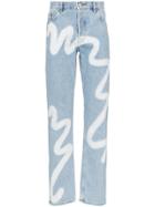 Martine Rose Wavey Print Straight Leg Jeans - Blue