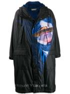 Undercover Printed Long Coat - Black