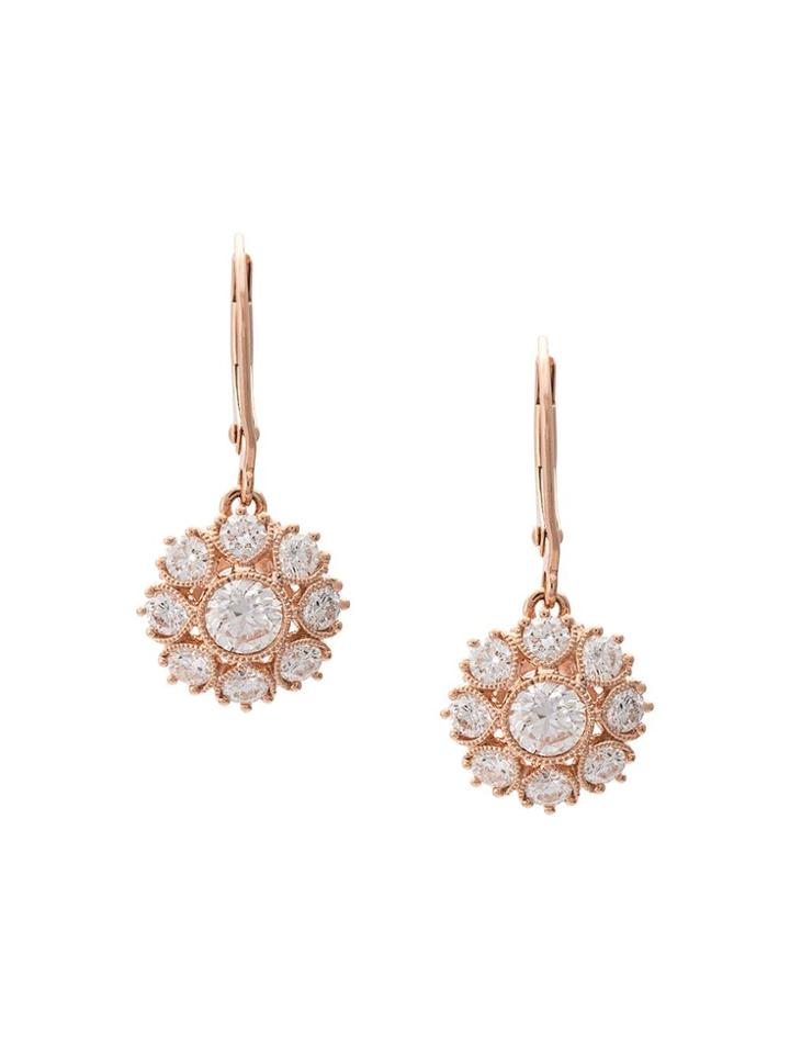 Marchesa 18kt Rose Gold Floral Diamond Drop Earrings