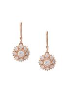 Marchesa 18kt Rose Gold Floral Diamond Drop Earrings