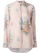 Alexander Mcqueen Chiffon Floral-print Shirt, Women's, Size: 42, Nude/neutrals, Silk