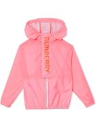 Burberry Kids Logo Print Lightweight Hooded Jacket - Pink