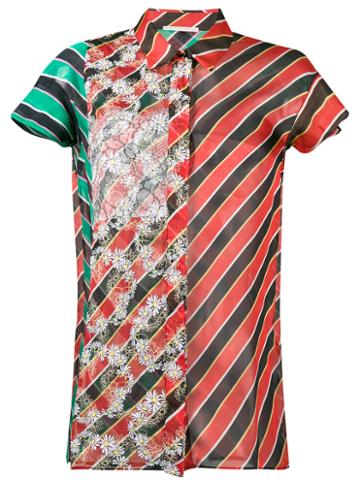 Marco De Vincenzo - Stripe Floral Print Shirt - Women - Silk/polyester - 40, Women's, Silk/polyester