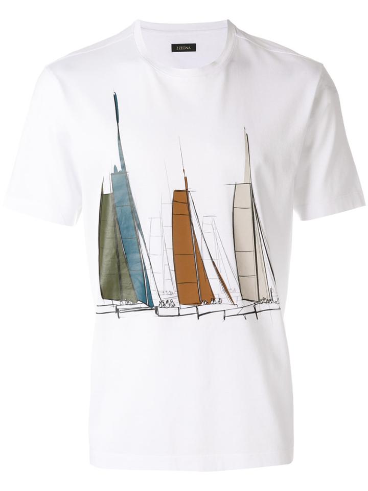 Z Zegna Printed Crew Neck T-shirt - White
