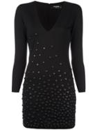 Dsquared2 Studded Accent Jersey Dress, Women's, Size: Large, Black, Polyamide/polyester/spandex/elastane/virgin Wool