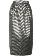 Monique Lhuillier Metallic Striped Skirt