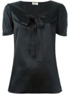Saint Laurent Pussy Bow Blouse, Women's, Size: 38, Black, Silk