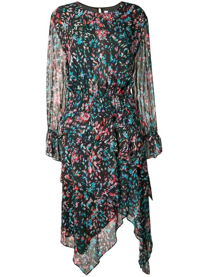 Iro Printed Asymmetric Midi Dress - Black