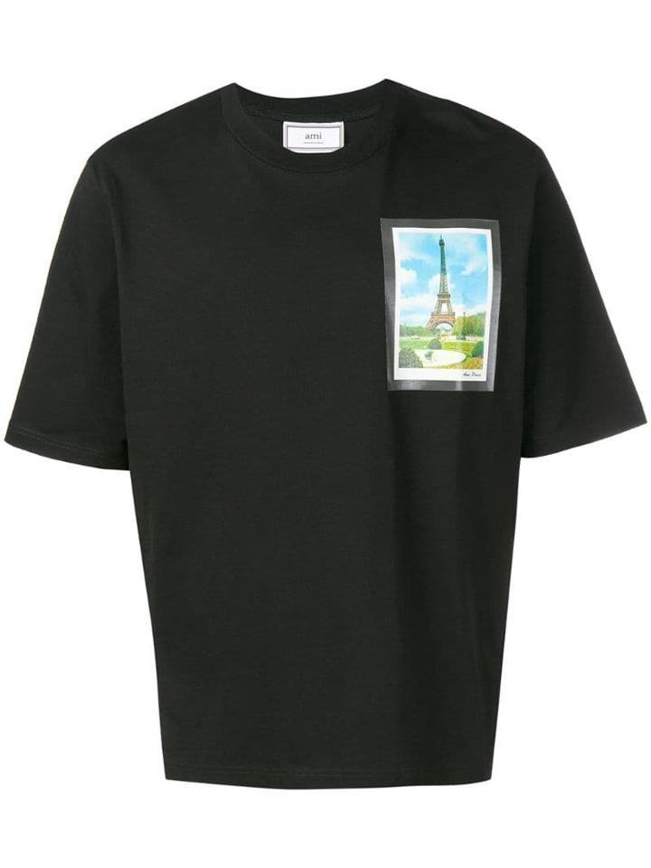 Ami Alexandre Mattiussi Tee With Postcard Print - Black