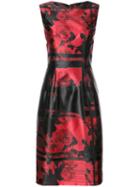 Carolina Herrera - Graphic Rose Sheath Dress - Women - Silk/polyester - 12, Red, Silk/polyester