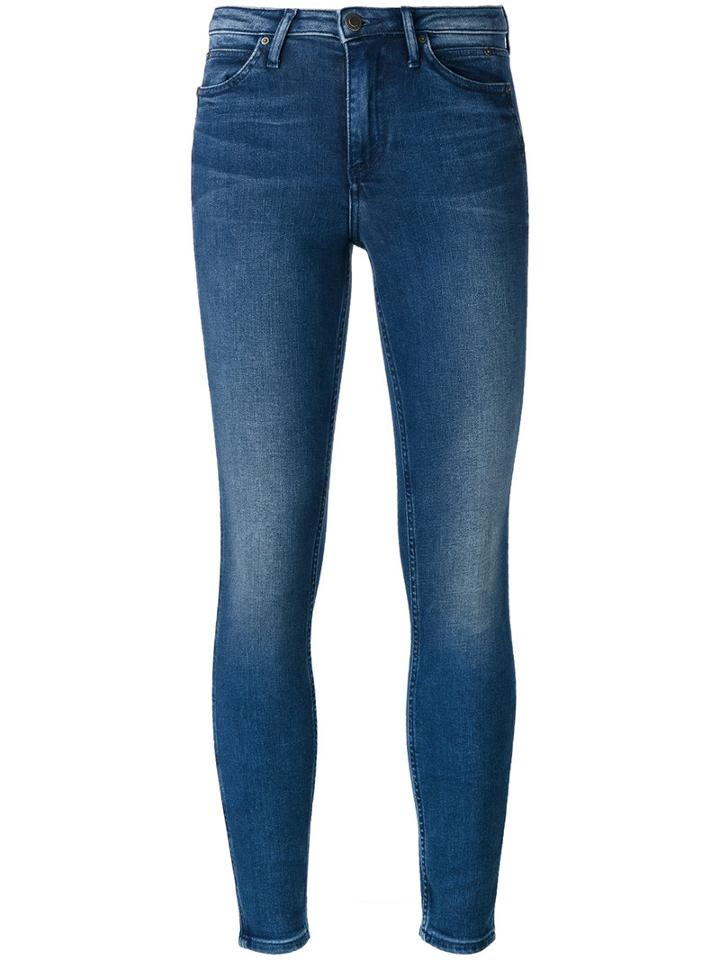 Calvin Klein Jeans Super Skinny Cropped Jeans, Women's, Size: 27, Blue, Cotton/polyester/lyocell/spandex/elastane