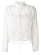 See By Chloé - Lace-panelled Blouse - Women - Cotton/viscose/wool - 40, Nude/neutrals, Cotton/viscose/wool