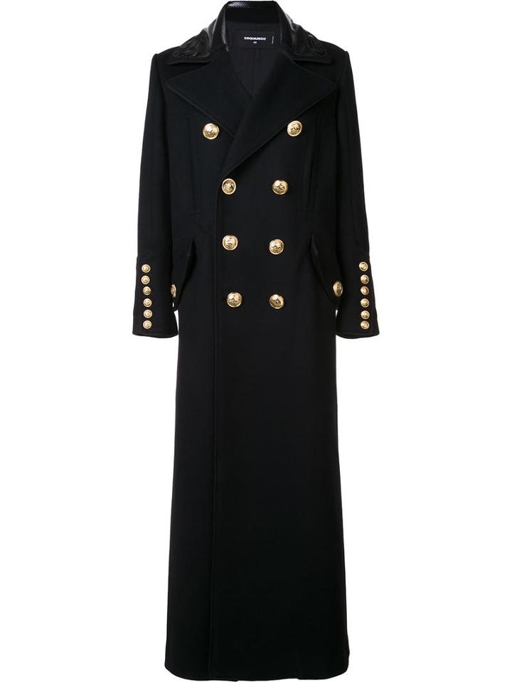 Dsquared2 Oversized Double-breasted Coat, Women's, Size: 42, Black, Polyamide/virgin Wool