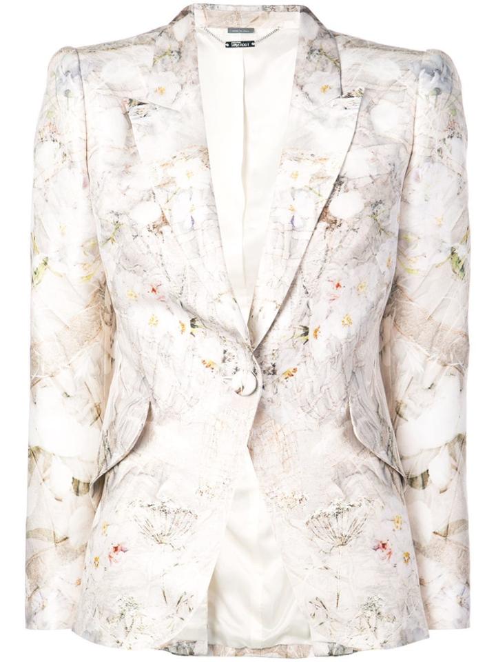 Alexander Mcqueen Floral Print Blazer - Neutrals