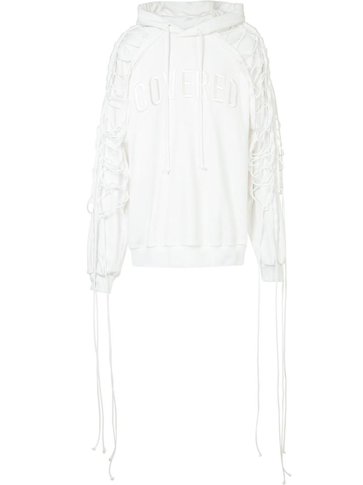 Juun.j Lace-sleeve Hoodie - White