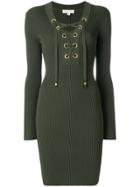 Michael Michael Kors Laced-up Ribbed Dress - Green