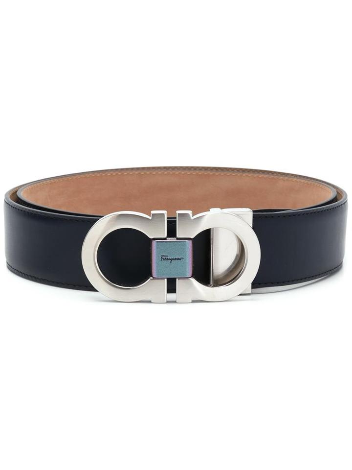 Salvatore Ferragamo Adjustable Belt, Men's, Size: 115, Blue, Calf Leather/metal