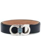 Salvatore Ferragamo Adjustable Belt, Men's, Size: 115, Blue, Calf Leather/metal