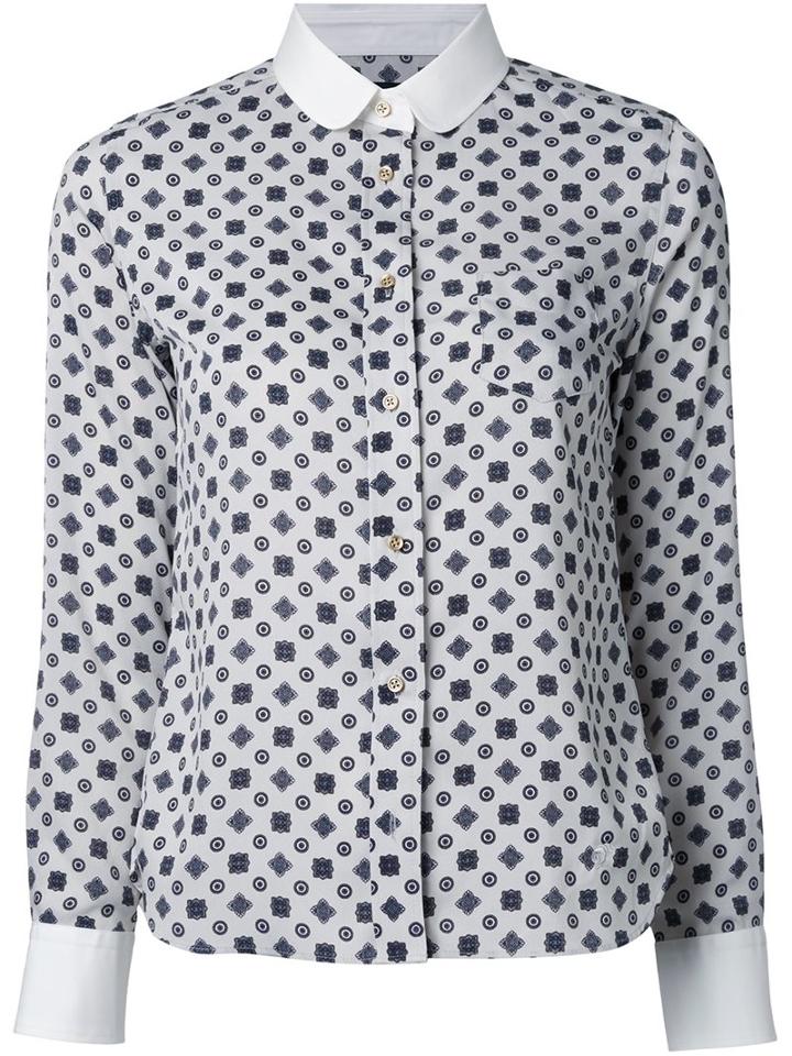 Loveless Medallion Print Shirt, Women's, Size: 34, White, Polyester
