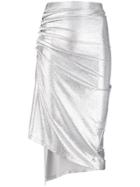 Paco Rabanne Ruched Lamé Midi Skirt - Metallic