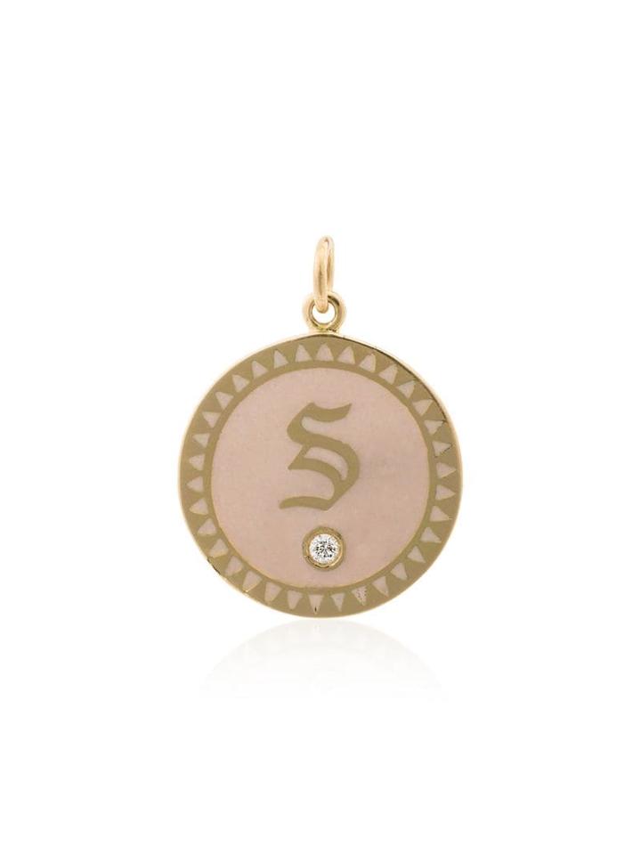 Foundrae Petite Champleve Alphabet Medallion - Pink