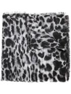 Saint Laurent Leopard Print Scarf, Women's, Black, Cashmere/silk