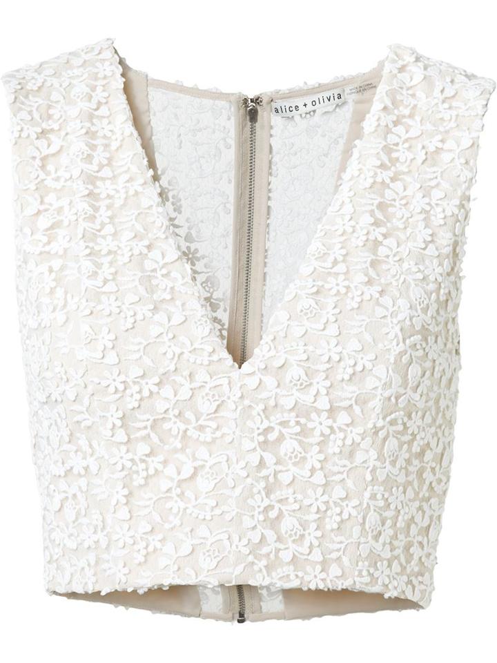 Alice+olivia Floral Embroidered Crop Top
