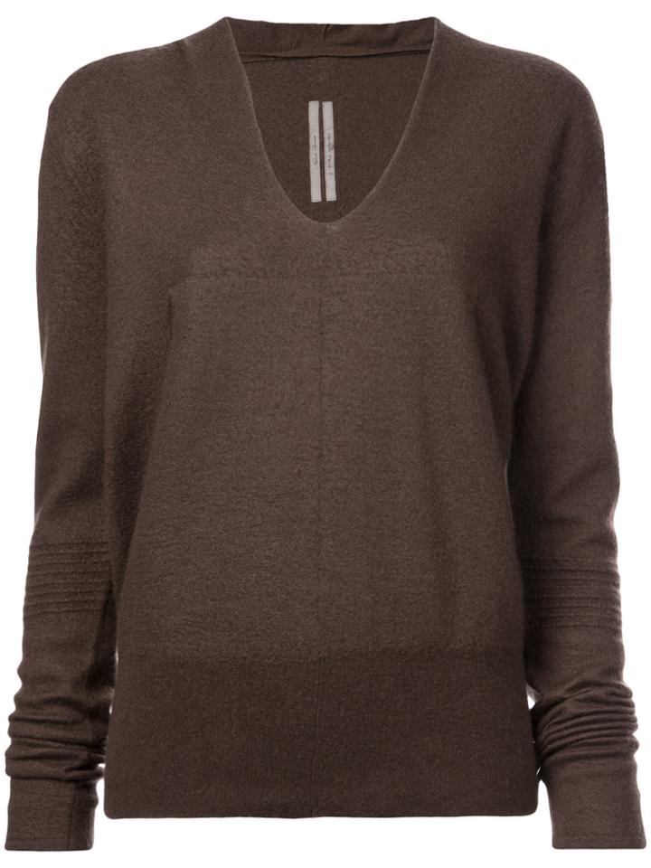 Rick Owens Plunge Neck Sweater - Brown