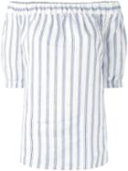 Michael Michael Kors - Off-shoulder Striped Top - Women - Linen/flax - M, Women's, Blue, Linen/flax