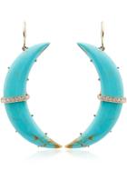 Andrea Fohrman Turquoise Crescent Diamond Earrings - Gold