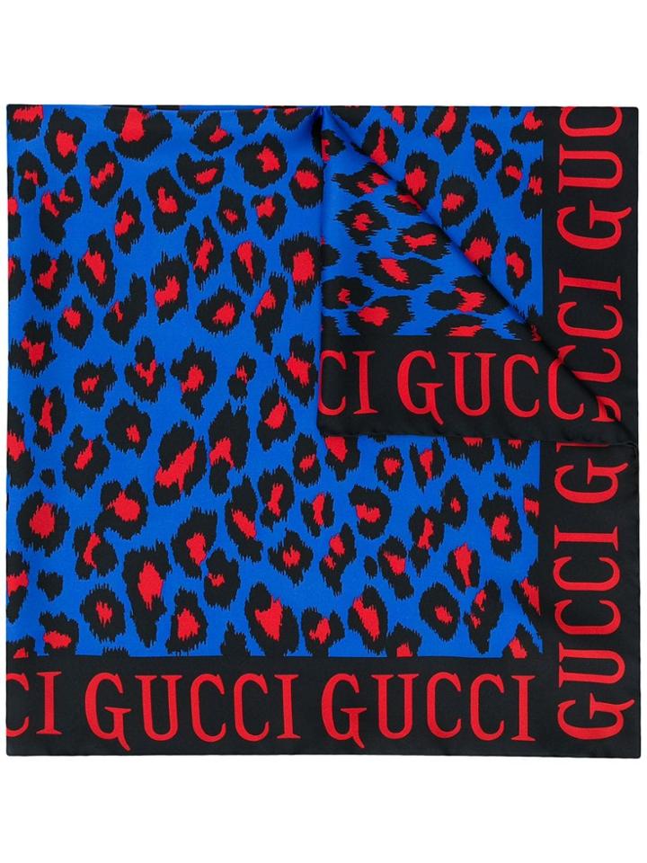 Gucci Leopard Print Scarf - Blue
