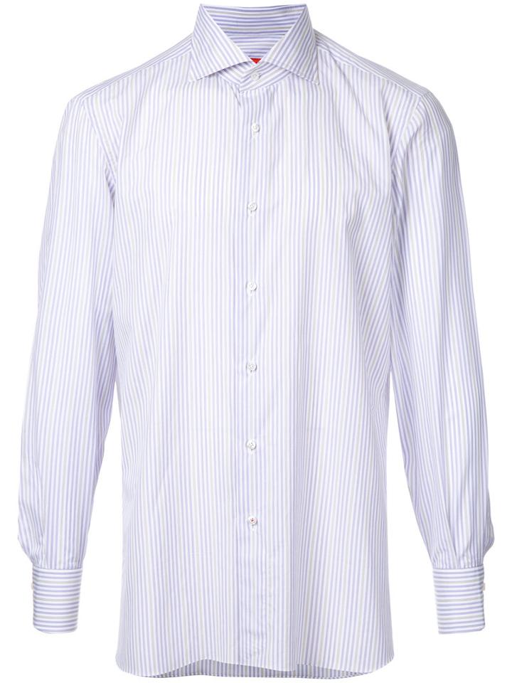 Isaia Striped Shirt, Men's, Size: 41, Blue, Cotton