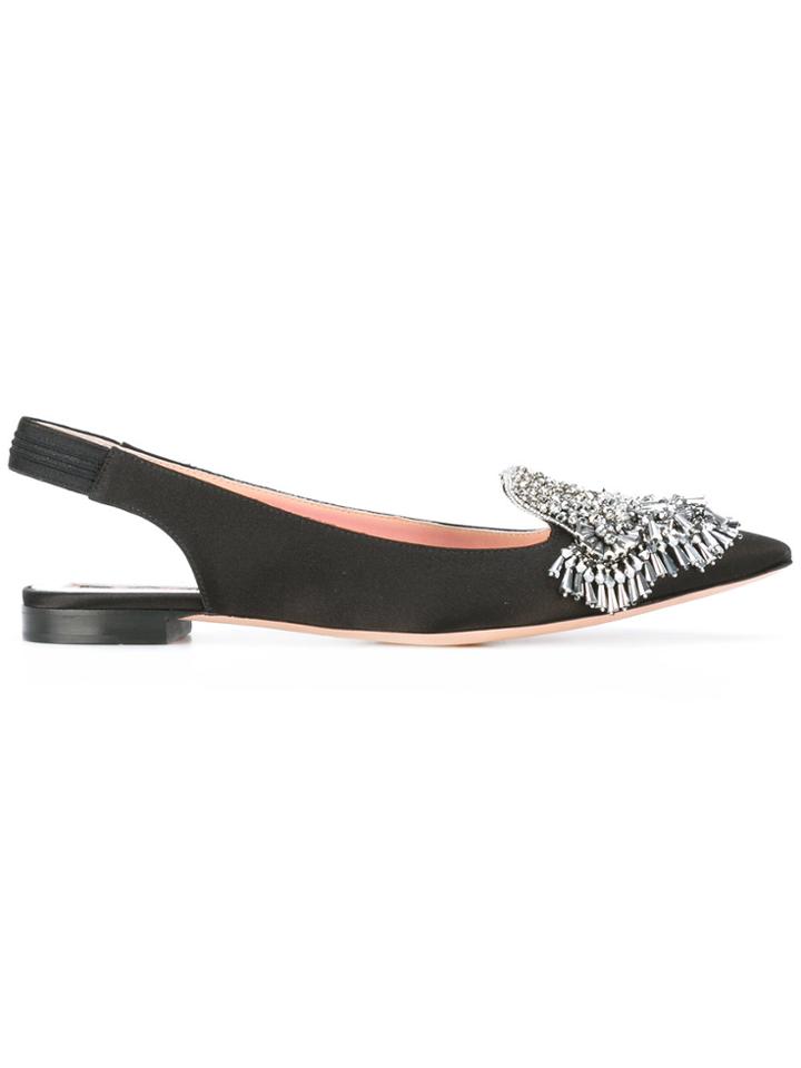 Rochas Beaded Trim Pumps - Black