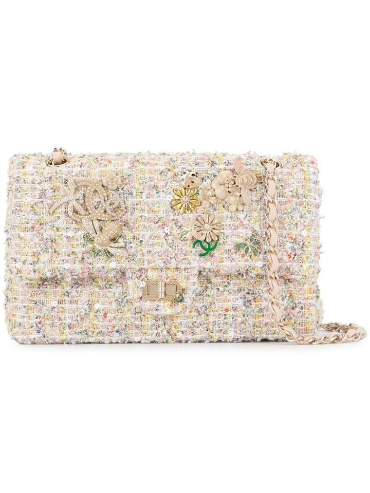 Chanel Vintage 2.55 Line Insect Charm Rhinestone Spangle Double Flap