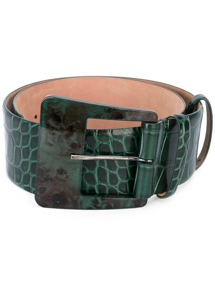 Max Mara - Staffa Belt - Women - Leather - M, Green, Leather